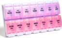 Sukuos AM PM Tedenske tablete Organizator 7 dan, 2 krat na dan Medicine tablete Škatla z enostavno push gumb, BPA brez vitaminov primeri za ribje olje / Dobavitelji, Enostavno za čiščenje (Purple&Pink)