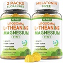 Liposomski L-teanin 200mg Magnezij Glicinat 400mg Gumiji z GABA, 5HTP, Apigenin, Vitamin B6 & D3, Ashwagandha, Leaf limone Balm, Melatonin Prosti spanec Žvečilni za sprostitev Mood & mišice, 2 pakiranja
