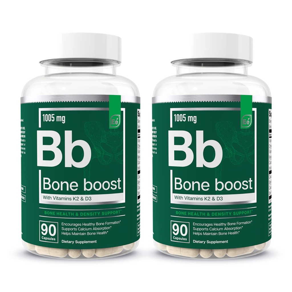 Eterični elementi Boost Boost Bone Health Supplement - Podpora kosti in kalcij dopolnilo z vitaminom D 3, K2, Cissus Quadrangularis za kosti moč - 180 Kapsule (60 dnevna oskrba) (2-Pack)