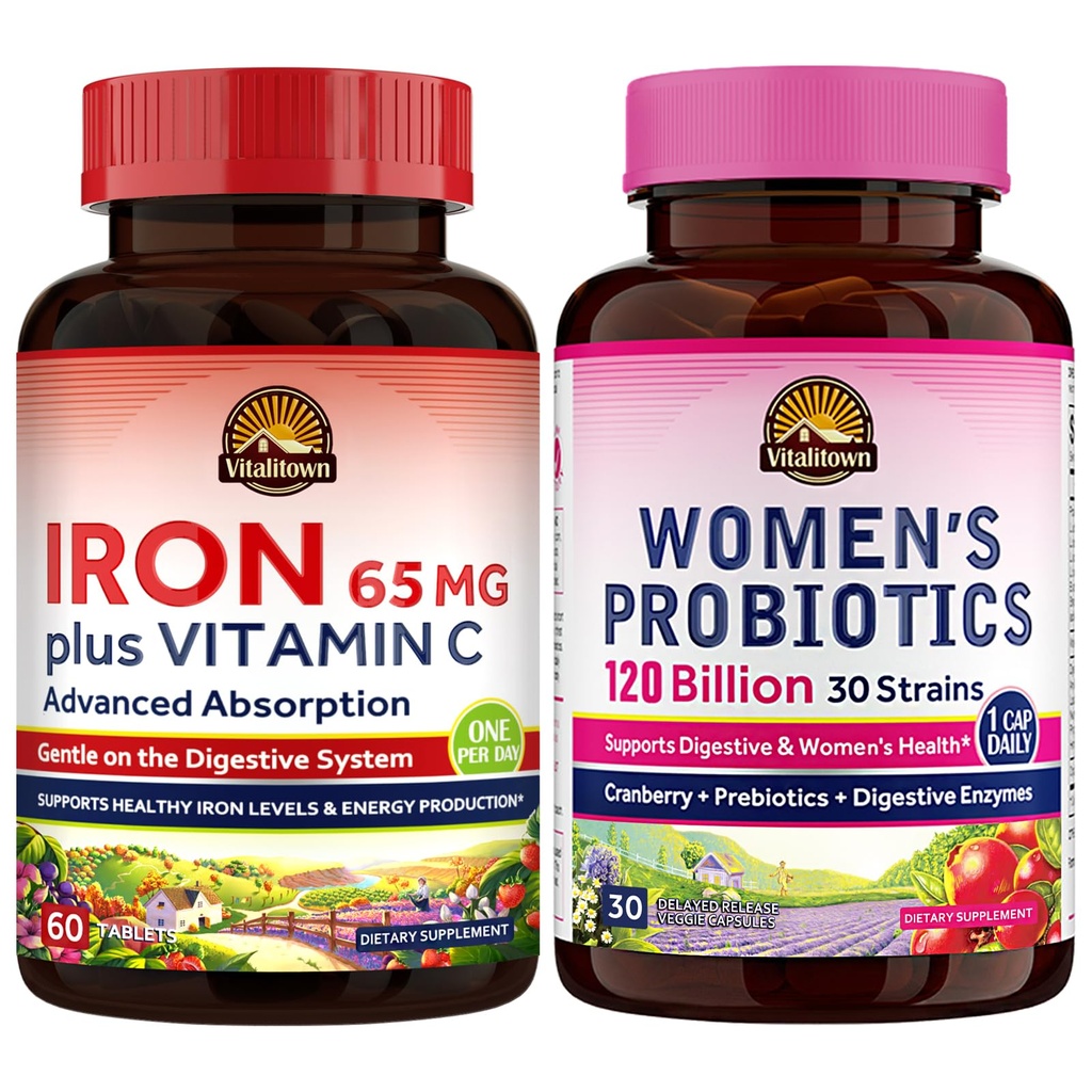 Vitalitown ženski probiotiki & železni dodatek paket