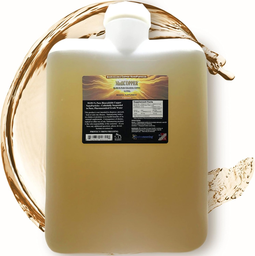 MediCOPPER Prava koloidna bakrena prehranska dopolnila - 5 US Gallons v motno BPA-free Plastični Carboy