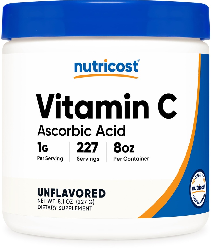 Nutricost Askorbinska kislina v prahu (vitamin C) 0,5 LBS (8 Ounce)