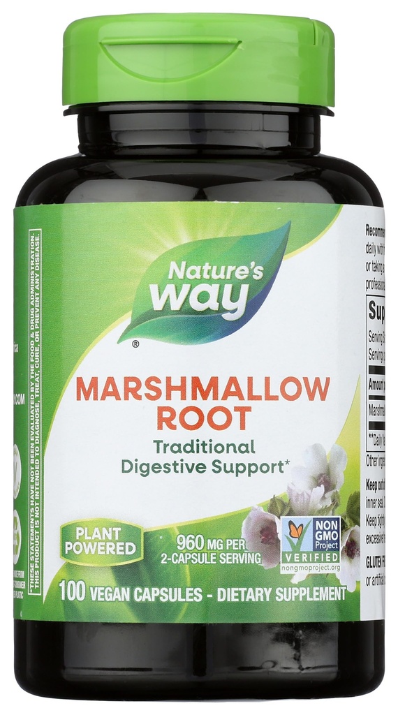 Naravne poti Marshmallow Root - Marshmallow Root Supplement for Tradicionalna prebavna uteha* - Gluten-free, Dairy-free & Vegan - Easy-Shallow kapsule - 100 kapsul (Packageing May Vary)