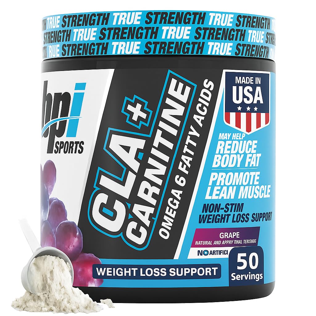 BPI Sports CLA+Carnitine – CLA L Carnitine & Linoleična kislina – L Carnitine Dodatek za hujšanje, Presnova & Lean Muscle – Kofein Free – Grozdje – 50 Serving – 12.34 oz