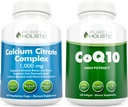 Kalcijev citrat kompleks 1000mg + CoQ10 100mg - 365 veganskih kapsul + 240 softgels paket - brez vitamina D - izdelan v ZDA
