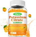 Kalijev citrat Gumiji – Visoka moč Kalijev dodatek za zdravje mišic, pomoč pri krčenju nog, elektrolitsko ravnovesje – Vegan, Ne-GMO, Gluten-free, Orange Flavor, 60 Count