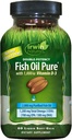 Ribje olje z dvojnim izborom Pure Irwin Naturals, citrusov okus z vitaminom D-3, 60 tekočih mehkih gelov