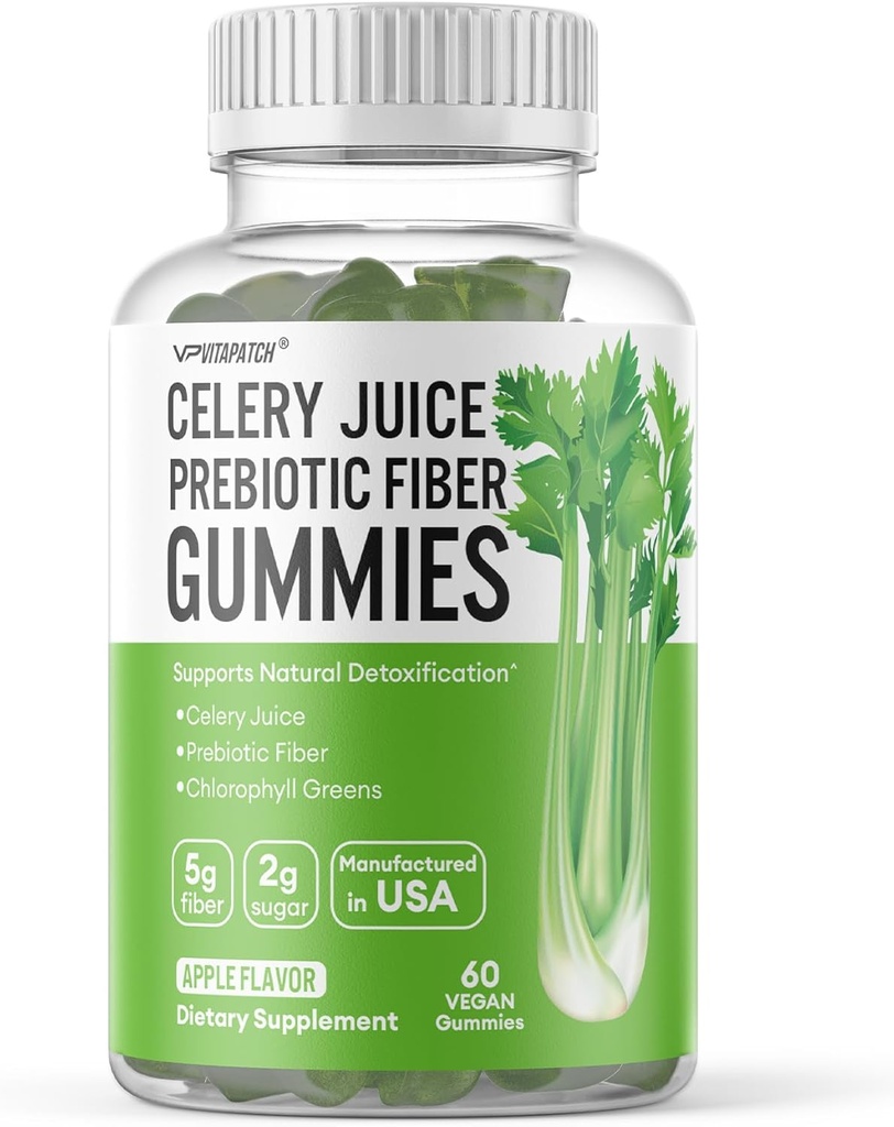 Zelenjava Juice Fiber Gumies za odrasle - Prebiotična Zelena Juice Gummy za Detoksifikacijo Podpora in Superzelene Boost z zeleno Juice, Klorofil, & Prebiotic Fiber - 60 Count