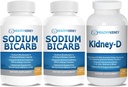 Natrijev bikarbonat 650 mg Kapsule za lajšanje kislosti, Alkalinity 120 Tablete 2-Pack + Ledvice-D Ledvični dodatek. Vitamin D Optimiziran za podporo ledvic.