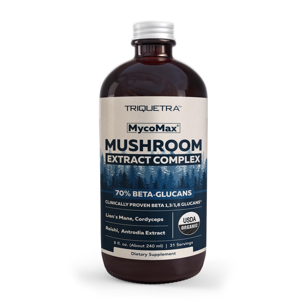 Kompleks gob MycoMax - 70% Beta glukanov, Max Potency Goba dopolnilo, US Grown + Ultrasonic Extraction - Levi Mane, Cordyceps, Reishi & More - Spodbuja kognicijo, imuniteto, energijo - 8 oz.
