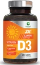 Vitamin D3 5000iu (125 μg) Imunska zdravstvena podpora - Visoka moč Vitamin D Prehranska dopolnila za kosti, zobe, mišice - VIT narave D, Vegan, Gluten prost, Malina Okus - 120 Žvečljive tablete