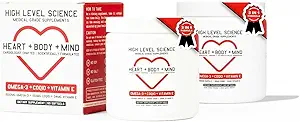 Visoka raven znanosti CoQ10, Omega-3, Vitamin E, Kardiolog Formulirani za srce + telo + zdravje uma, DHA/EPA, Antioksidant za energijo, Vrhunski Biorazpoložljivo ribje olje, Gluten Free, 60 Mehkužci - 2 paket