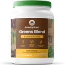 Neverjetna trava zelena superhrana v prahu: zelena prašek z digestivnimi encimi in probiotiki, organska spirulina, klorola in pesa korenski prah, čokolada, 100 servivi