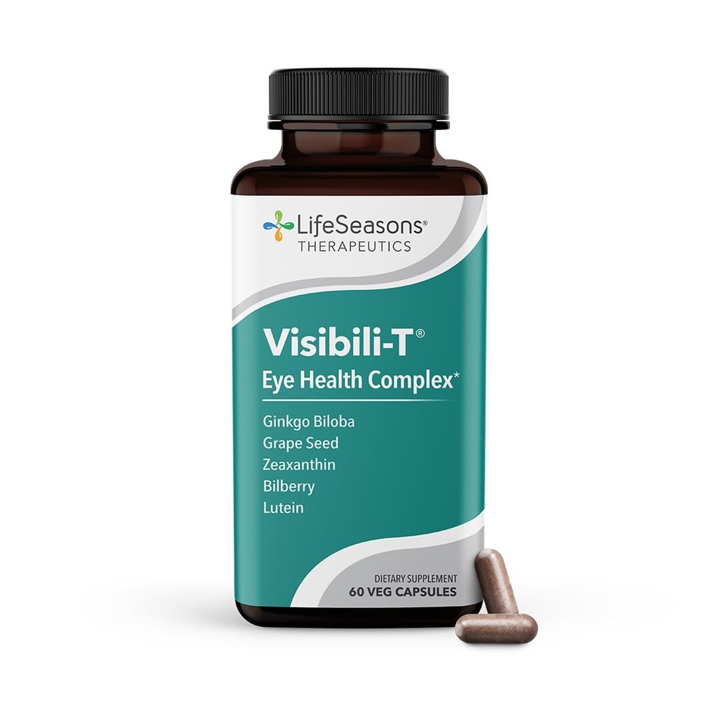Visibili-T - Vitaminski dodatek za zdravje oči in vid - Koren korena, kroma, borovnice, Ginkgo Biloba, izvleček grozdnega semena, likopen, vitamin A, lutein & Zeaksantin - 60 kapsul