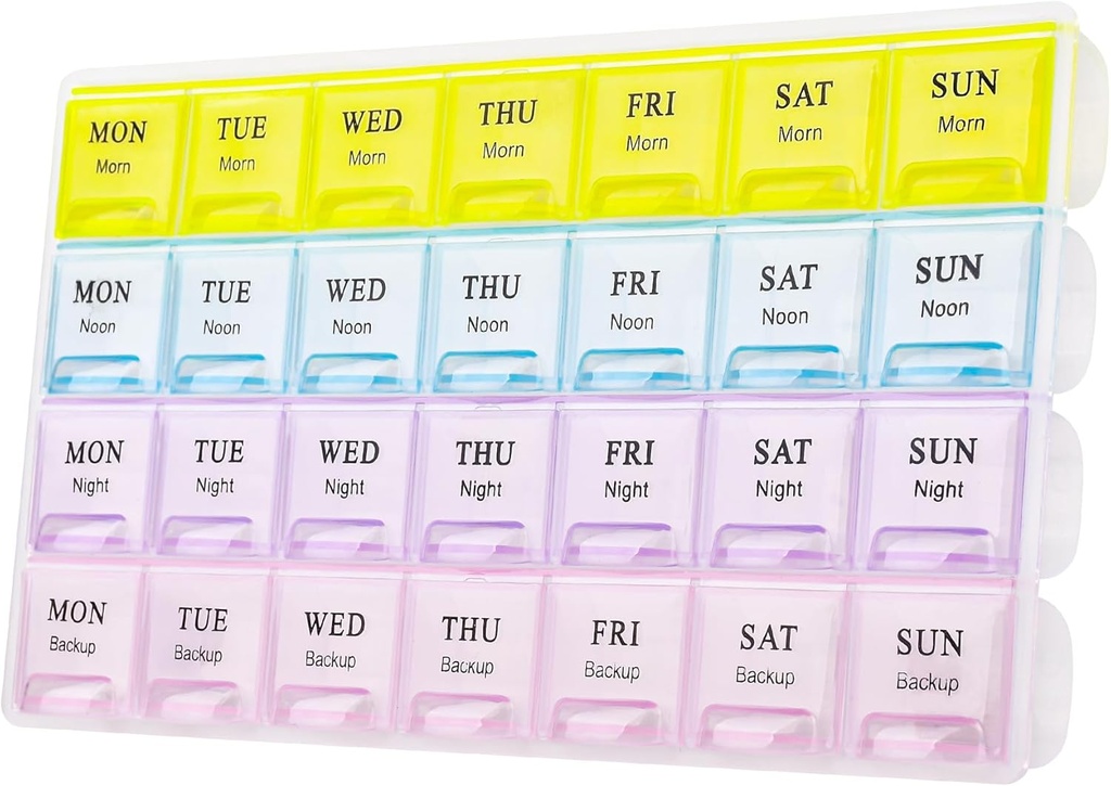 Velika tedenske tablete Organizator 4 krat na dan, Moistrure-Proof 7 dan tablete Box, potovalne tablete primeri Prenosljiv za tablete Vitamin ribje olje dopolnila (Yellow)