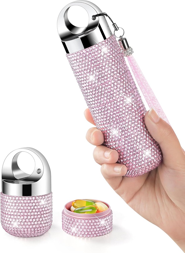 Zannaki Metal Bling Pill Organizator, Travel vodoodporne tedenske tablete Box, Prenosni veliki Aluminum Alloy Pill Zabojnik, BPA brezplačno 7 Daily Medicine Organizator Imetnik vitamina,ribje olje,Dobava