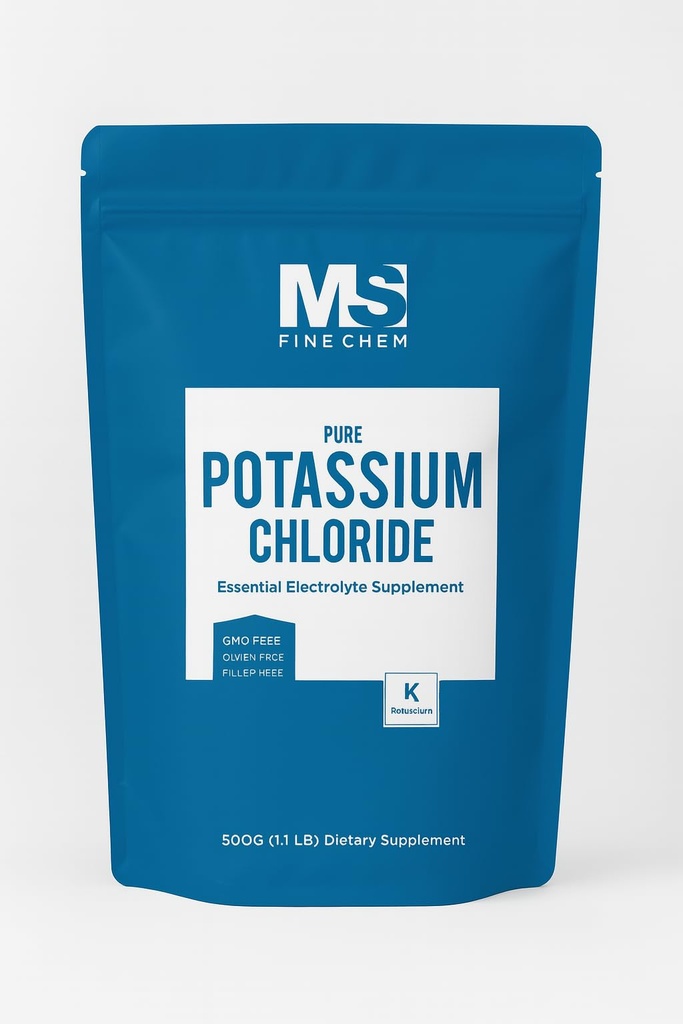 Kalijev klorid v prahu - 500 gramov - 1,1 lb - kalijev dodatek v prahu, nadomestek soli kalijevega klorida, kalijeva sol - gluten prost, 200 mg na odmerek