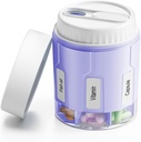 Daviky tablete Bottle Organizer, Dopolnilo Organizator s 7 Velikimi oddelki, potovalne tablete Dispenser okrogle tablete Škatla z dvema lids(Purple)