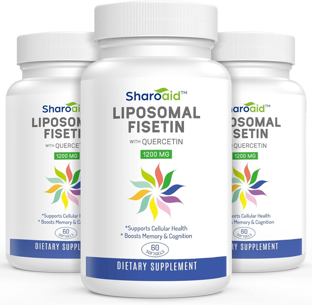 Liposomski Fisetin s quercetin dopolnili 1200 mg na serviranje, visoka absorpcija Polifenoli Antioksidanti za ženske, Moški, Ne- GMO, Gluten-free,3 steklenica-180 Softgels