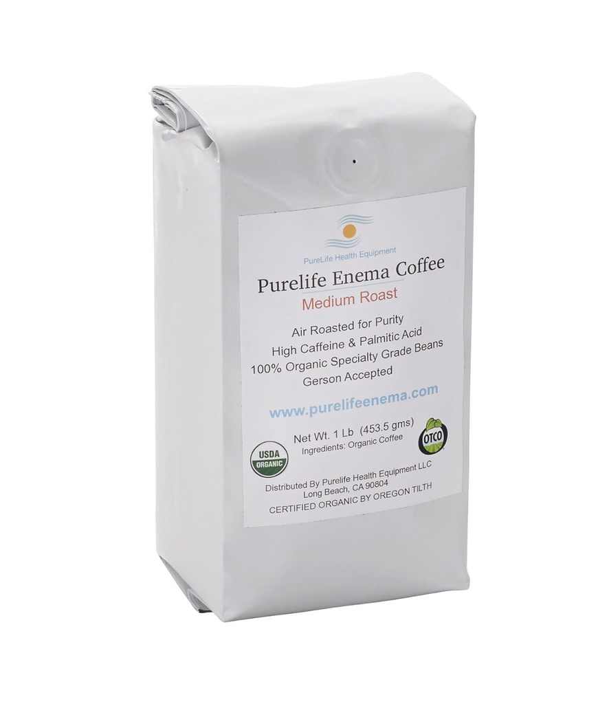 Puralife Organic Enema Coffee- Srednje Zrak Pražena - Lab Tested - Mold/Mycotoksin Free - Priporočeno Gerson - Predobkrog
