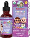 MaryRuth Organics Cocomelon Toddler Elderberry Syrup, USDA Organic Elderberry, Sugar Free Kids Imunska podpora dodatek za starost 1-3 let, Clean Label Projekt Verified®, Vegan, Gluten Free, 1 Fl Oz