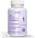 Vitamin C 1000mg z Rose HIPS + Sambucus Elderberry - C1000 Kompleksna prehranska dopolnila za imuno podporo in antioksidant podporo - 120 tablet za do 120 dni (120 Število (Pack of 1))