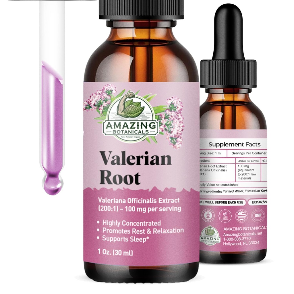 Valerijske koreninske kapljice za spanje - Ekološko valerian Root Tinkture Extract 3000mg - za sprostitev in mir - 1 FL OZ, 30 Servinges