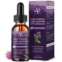 (4 Pack) Mleko Thistle Tekoče kapljice Silymarin 1000mg, Jetrni dodatek Detox & čiščenje z Dandelion & Artichoke, Mleko Oves Organski ekstrakt za podporo Popravila zdravja jeter, Vegan, Non-GMO, 1 Fl Oz