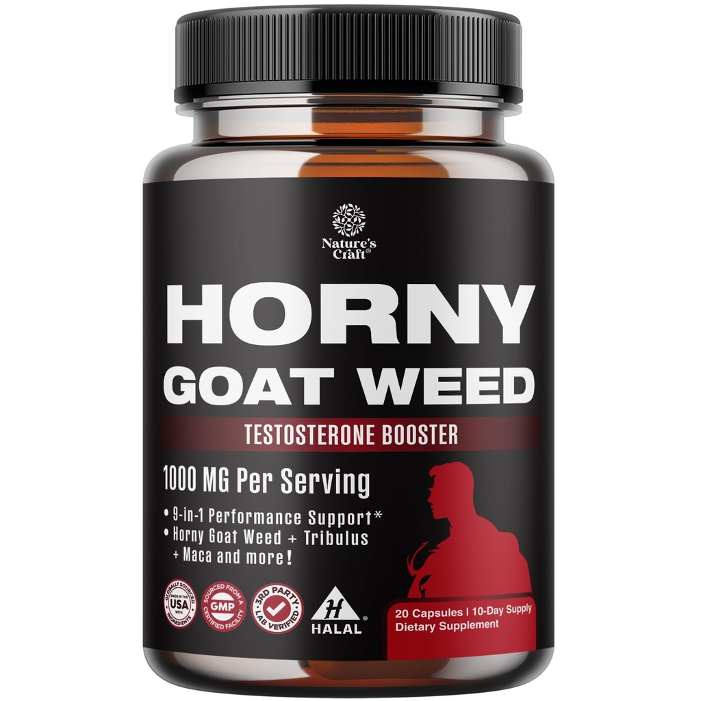 Horny Kozel plevel za moški izboljšanje - ekstra moč Horny Kozel plevel za moške 1000mg na servisni kompleks s Tongkat Ali Saw Palmetto ekstrakt Panax Ginseng in črna Maca koren za Stamina & energija