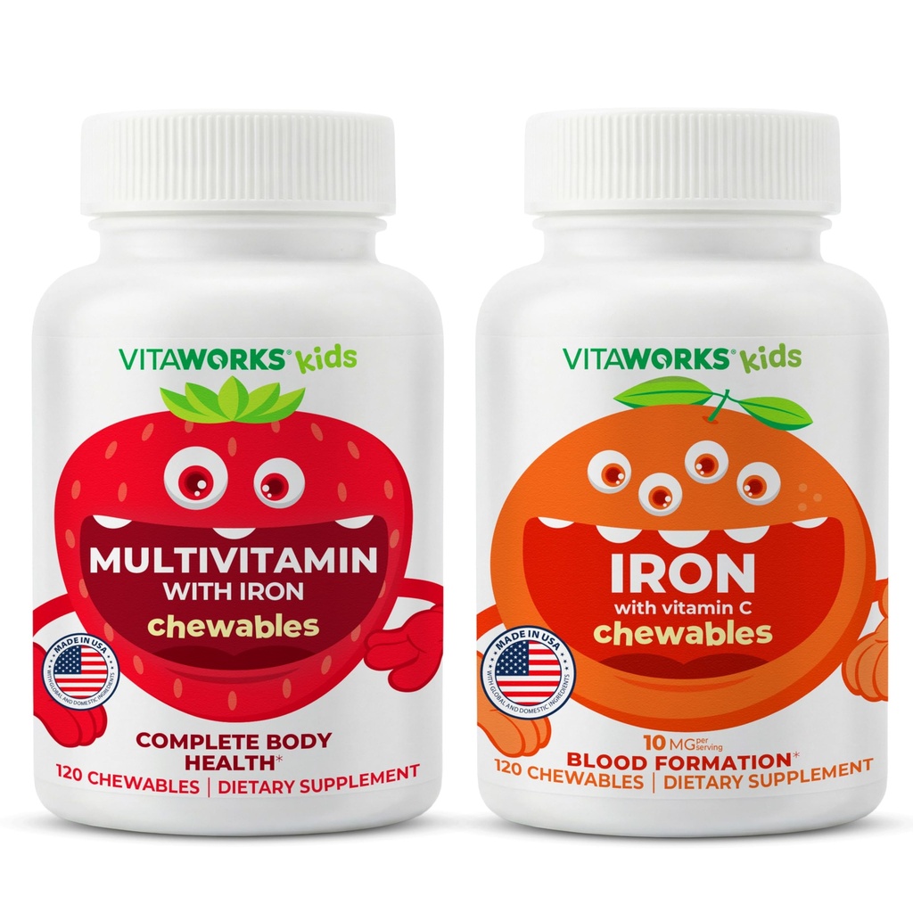 Otroci Multivitaminski žvečilni izdelki + železo 10mg + vitamin C Žvečilni bonboni