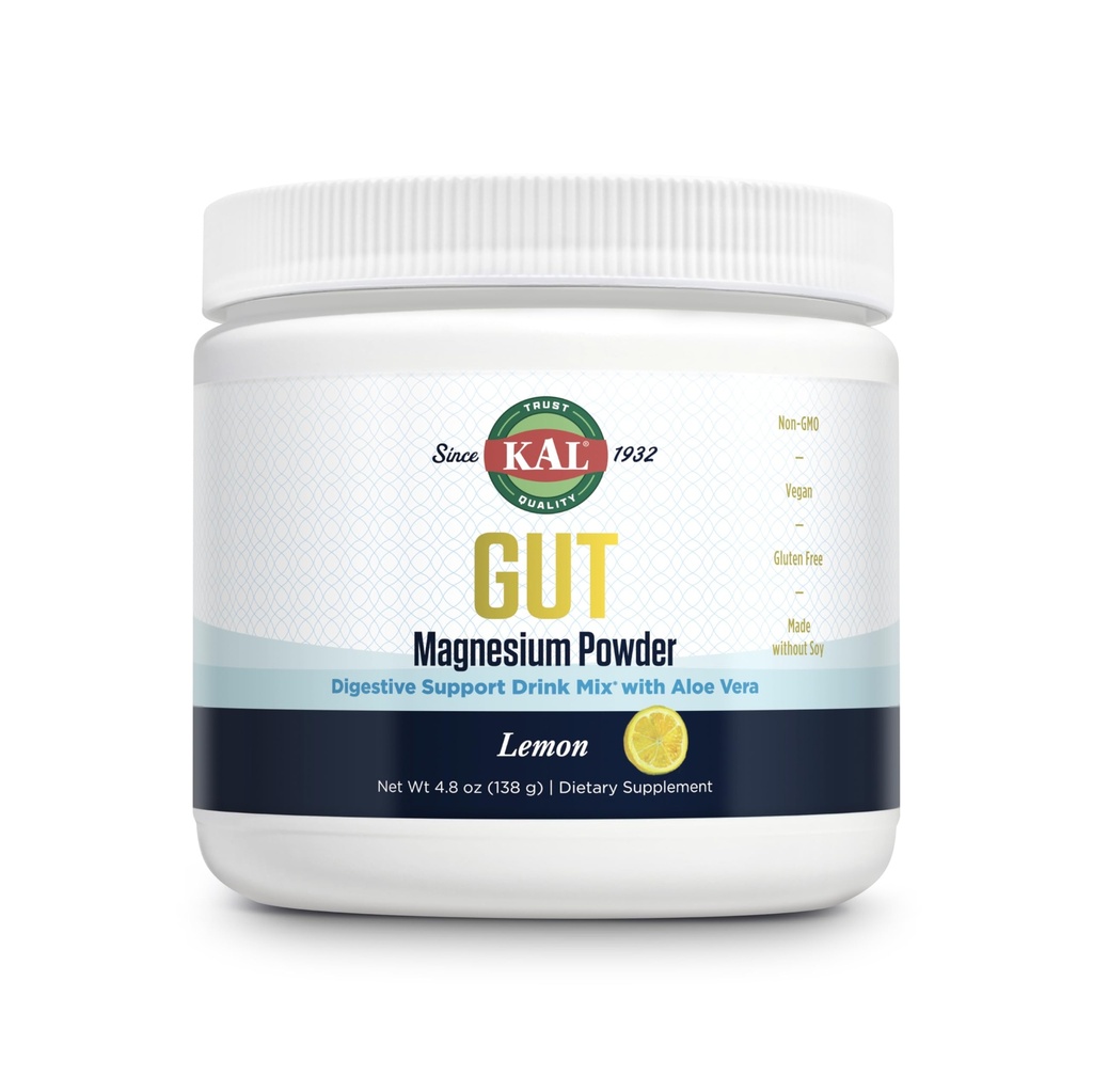 KAL Gut Magnezij Plus Aloe Vera v prahu - Lemon Drink Mix - Magnezijev Citrat dodatek z Aloe Vera Gel za digestijo in sprostitev podporo - Brez sladkorja - 60-dnevni garancija, 40 Serving, 4.8 Oz