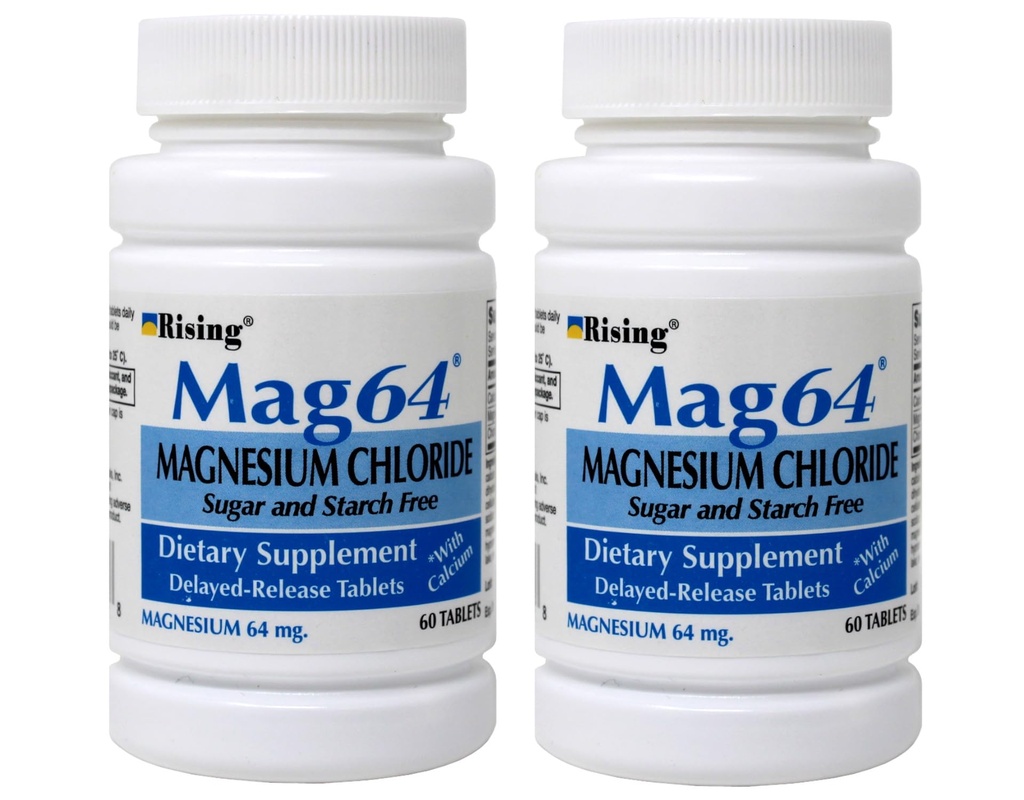 Zvišanje Mag64 Magnezijev klorid Prehranska dopolnila zapoznele tablete 64 mg, 60 tablet (paket z 2)