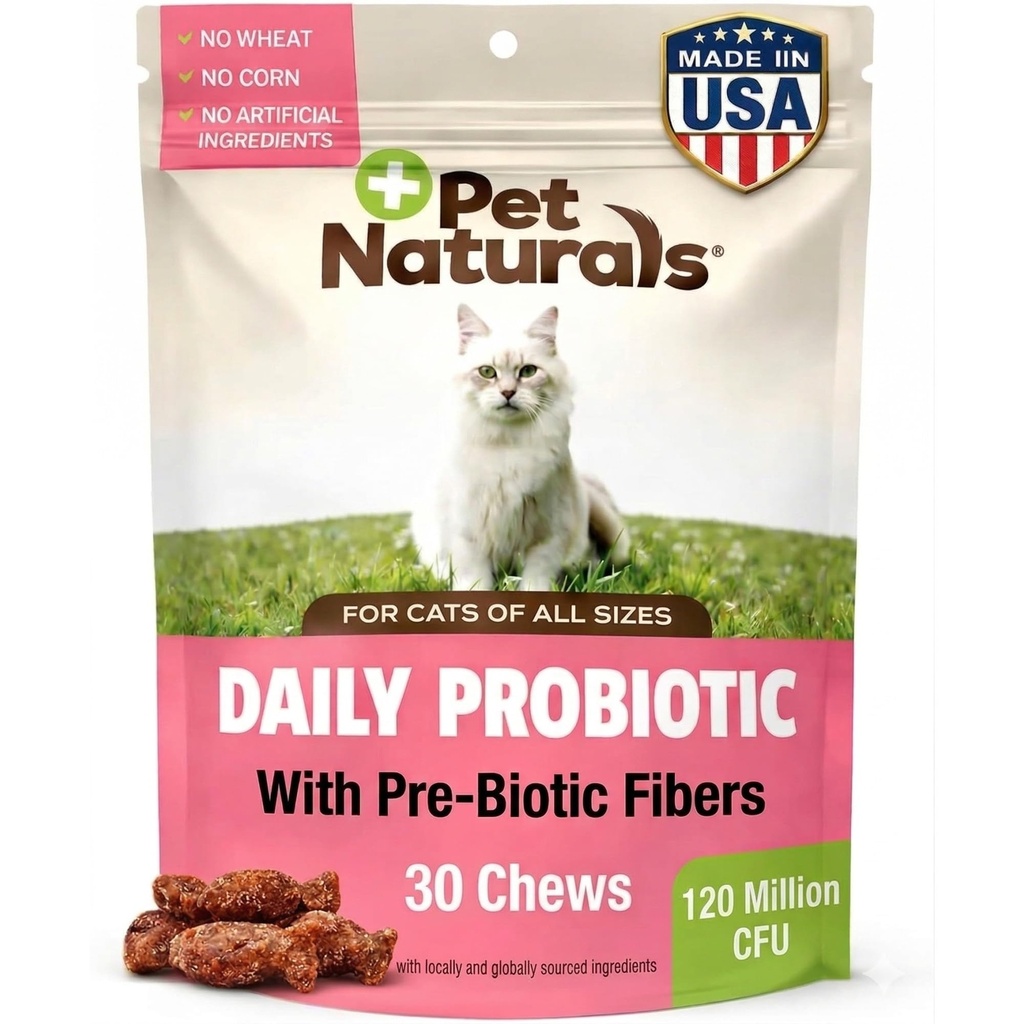 Pet Naturals Dnevni probiotik za mačke, 30 Chews - Prebavne in imunske podpore dodatek za mačke