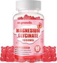 Magnezij Glycinate Gumies 1000mg - Brez sladkorja Magnezij Kalij dodatek z vitaminom D, B6, CoQ10 za mirno Mood in podporo za spanje - 60 Jagode