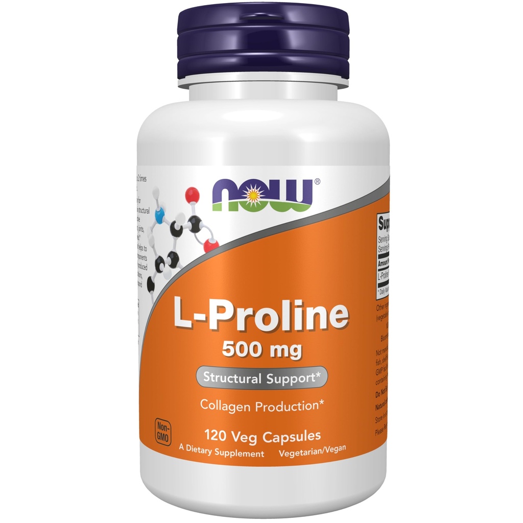 Now Foods L-Proline 500mg, Veg-Capsules, 120-Count (paket z 2)