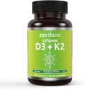 Zentastični vitamin D3 K2, 5000IU & 200mcg, vitamin D & patentiran MK7 & MK4 za 3-v-1 kompleksno podporo - vegetarian, Non-GMO, 90 Caps