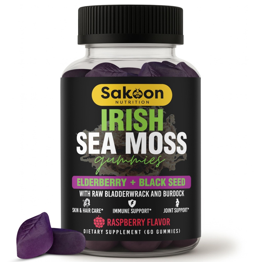Irish Sea Moss Gumies with Elderberry & Black Semed Oil - Skupna Wellness podpora 