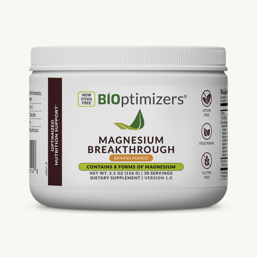 BIOptimizerji Magnezij Prebojni napitek - 8 Oblike magnezija, Elektroliti, Spanje zdravje, Stres, Recovery mišic, Podpora srcu, Citrat, Malate- Banana Mango