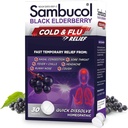 Sambucol Cold and Flu Relief Tablete - Homeopatska hladna medicina, Remedy za odrasle, Črna bezgavka za prehlade, Cink Remedy - 30 Count