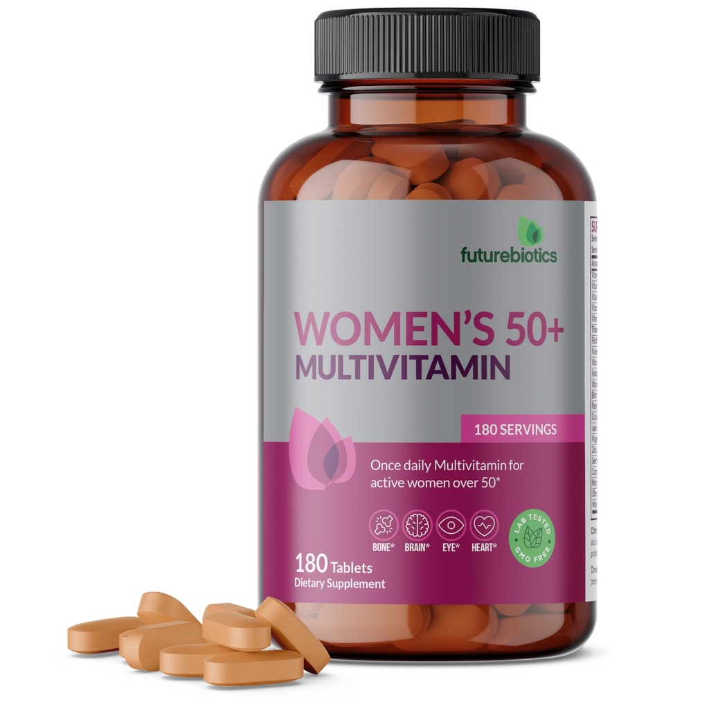 Futurebiotiki Ženske 50+ Multivitamin enkrat dnevno multivitamin za aktivne ženske nad 50, Non-GMO, 180 tablet