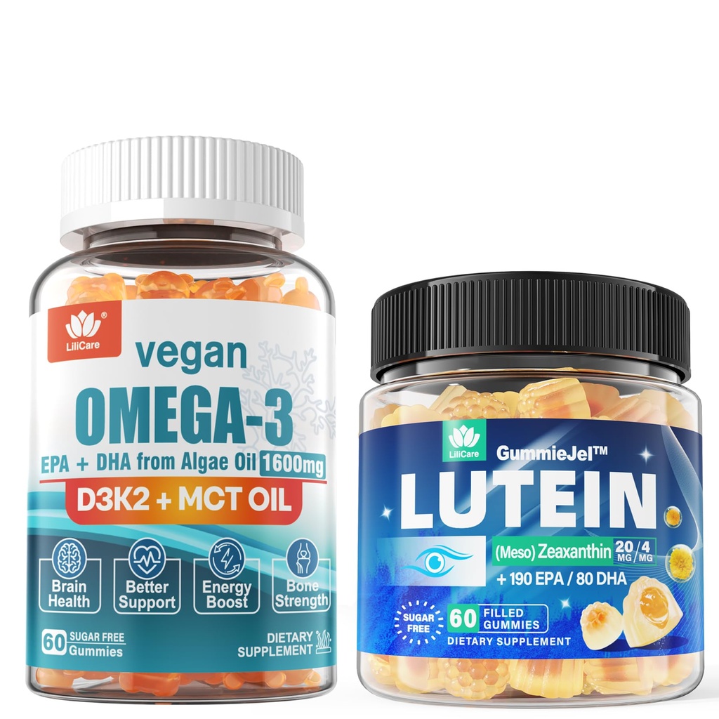 Brez sladkorja Lutein 20mg 40mg & Vegan Omega3 Gummies 1280mg