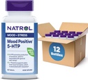 Natrol Mood Positive 5-HTP 50mg z L-teanin, vitamin B6, vitamin B12 in folat, prehranska dopolnila pomaga podpreti pozitivno razpoloženje, 50 tablet, 25-50 dan dobave (Pack of 12)