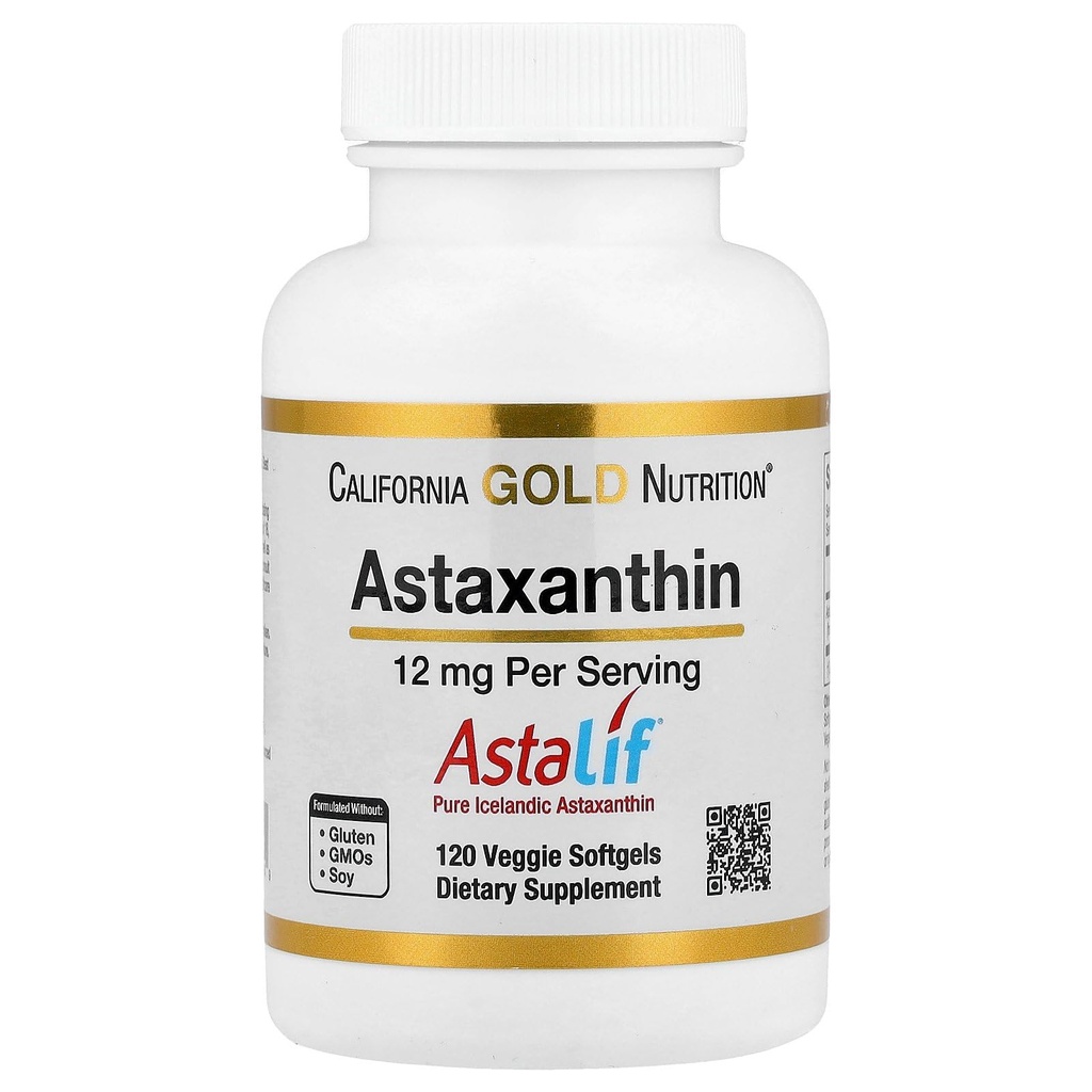 California Gold Nutrition Astaksantin, antioksidant karotenoid, AstaLif Pure Islandsko Biološko aktivno 99% Isomer, 12 mg, 120 Veggie Softgels