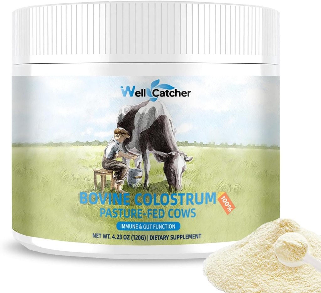 Grass Fed goveji kolostrum v prahu za ljudi - naravni visoko IgG kolostrum dopolnilo za otroke Odrasli s podporo za kožo imunskega črevesja Easy to Mix 60 Servings