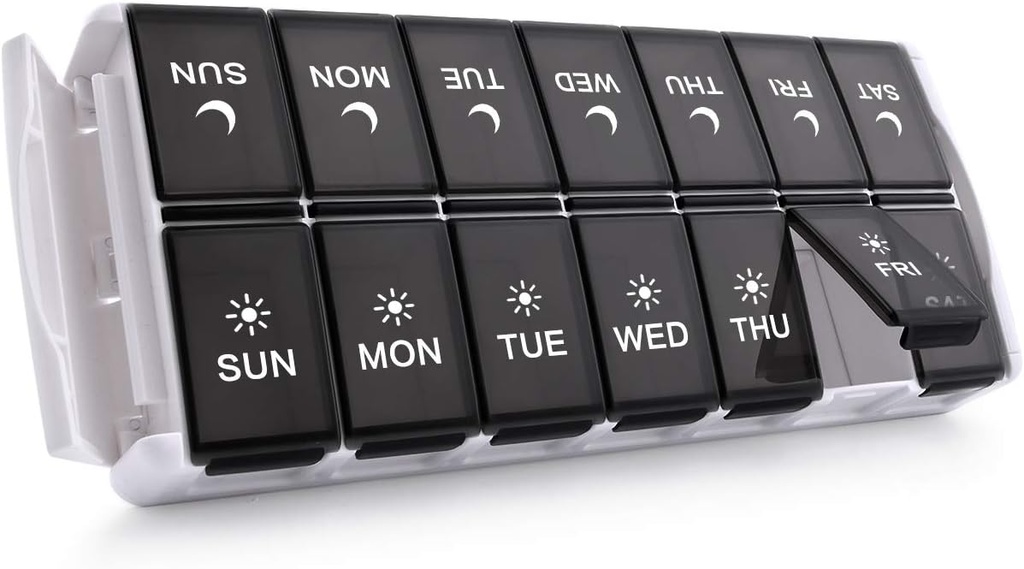 TackMag Weekly tablete Organizator 2 krat na dan, Easy Poll Medicine tablete Organizator AM PM tablete primer, velike zmogljivosti 7 dan tablete polje za tablete/vitamin/ribje olje/dodatek (Patent Registriran)