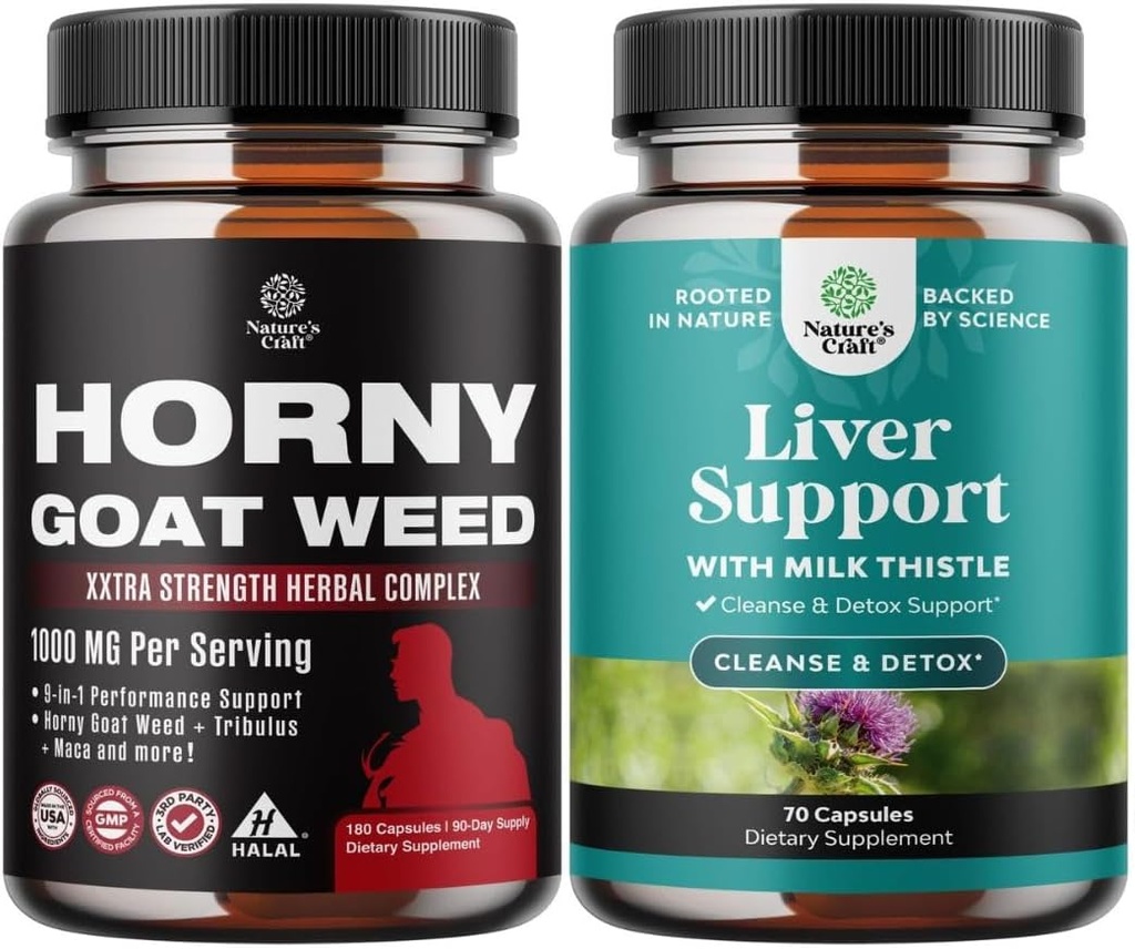 Bunde of Horny Kozja trava za moške - Dodatna moč moški dodatek za Stamina & energetika in čiščenje jeter Detox in popravila - Silymarin mleko Thistle z Dandelion koren Choline pesetroot artičoke ekstrakt