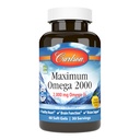 Carlson - maksimum Omega 2000, 2000 mg Omega-3 Maščobne kisline Vključno z EPA in DHA, Wild-Caught, Norveški ribje olje dodatek, Trajno pridobljene ribje olje kapsule, Lemon, 60 Softgels