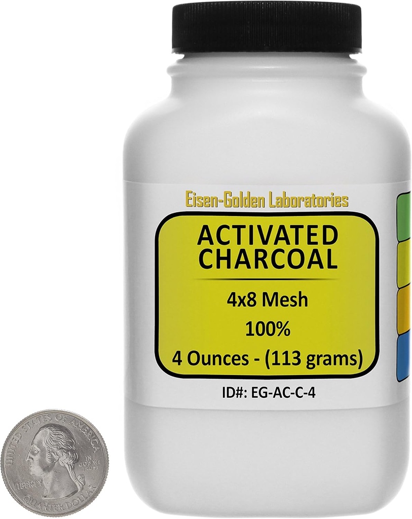 Aktivirano oglje [C] 100% ACS razred Granule 4 Oz v steklenici Space-Saver ZDA