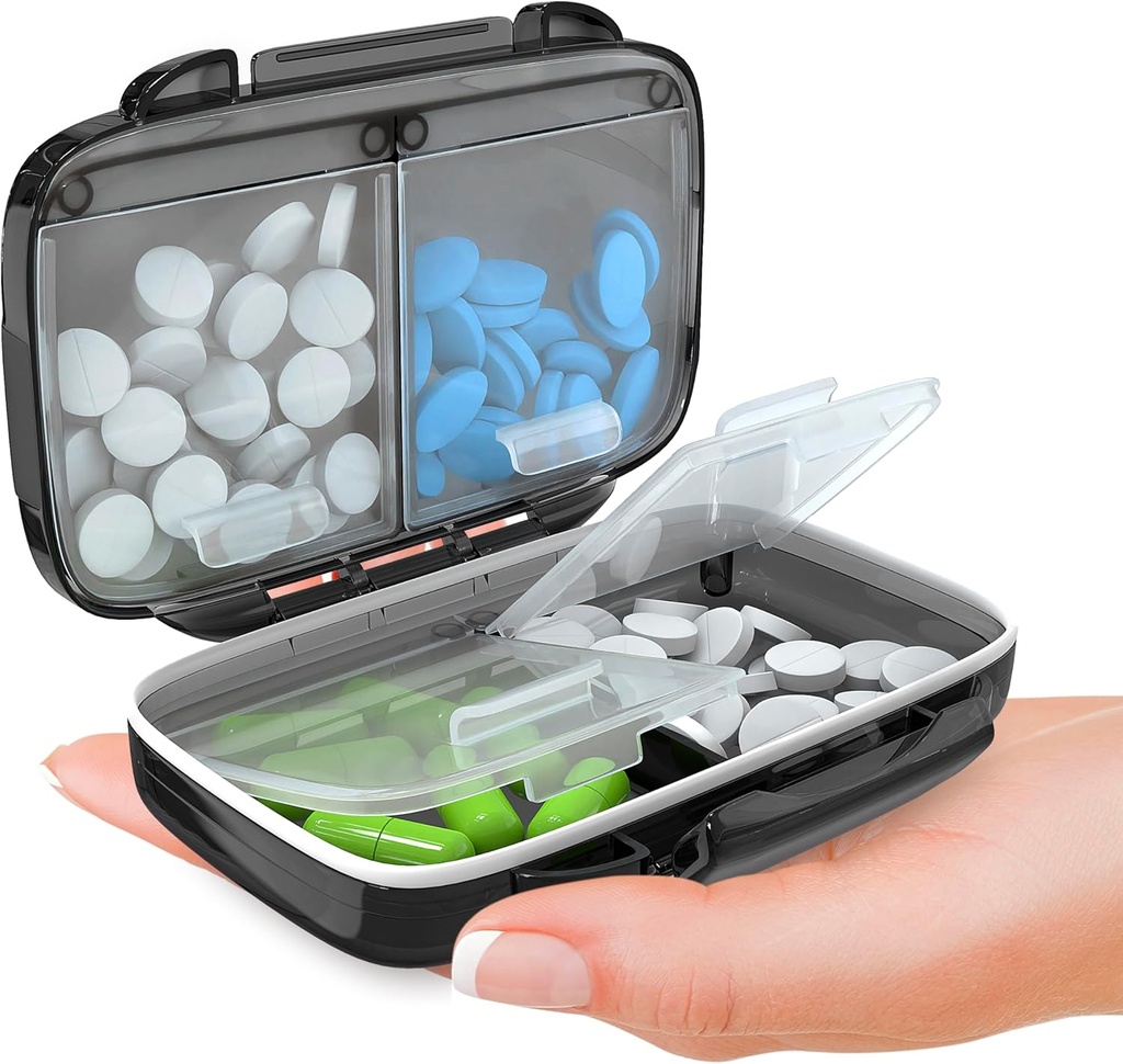 BEXEEN majhne tablete Box za Purse Mini tablete - Medicine tablete organizator potovanja - Prenosne tablete Container Compact tablete imetnik vlažne dokaz Žepek Vitamin Organizator 4 Kompartment Medication Kit