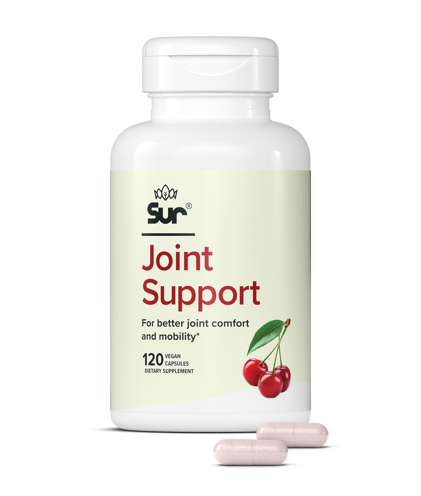 Sur Joint Support FruiteX-B Tart Cherry Kapsule - Veganska hitro delujoča pomoč za boljšo skupno udobje in mobilnost - celotna češnja in kalcij Fructoborate, okrevanje mišic (120 kapsul)